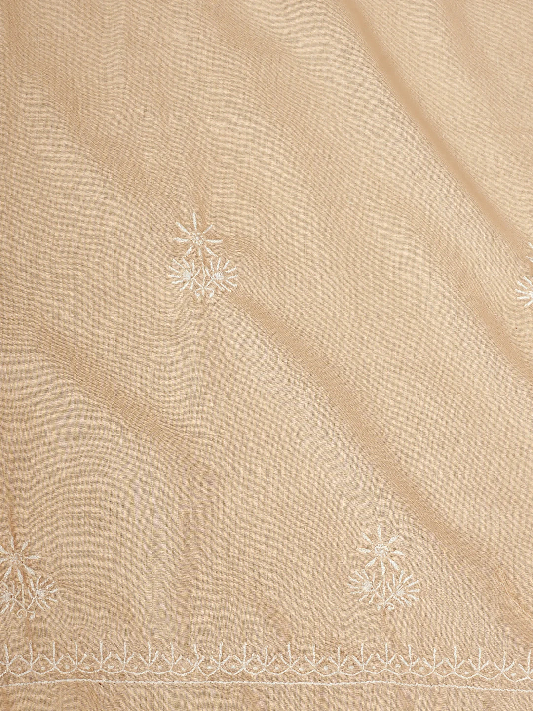 Ada Hand Embroidered Peach Cotton Lucknowi Chikankari Unstitched Kurta Dupatta Set 01A320611
