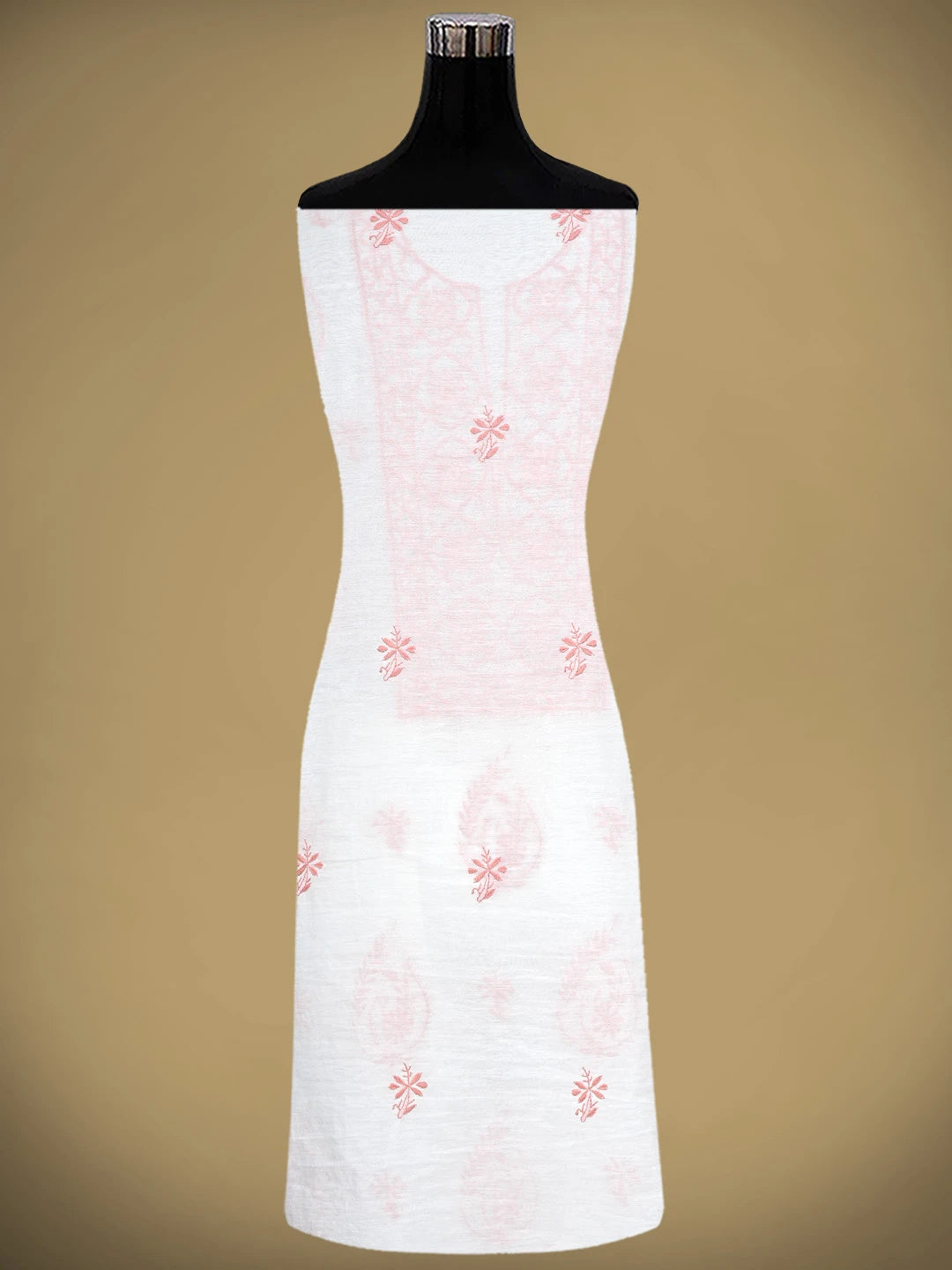 Ada Hand Embroidered White Chanderi Lucknowi Chikankari Unstitched Kurta 01A895949