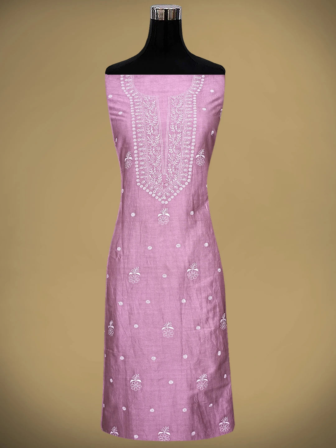Ada Hand Embroidered Mauve Chanderi Lucknowi Chikankari Unstitched Suit Piece with Chiffon Dupatta 01A791850