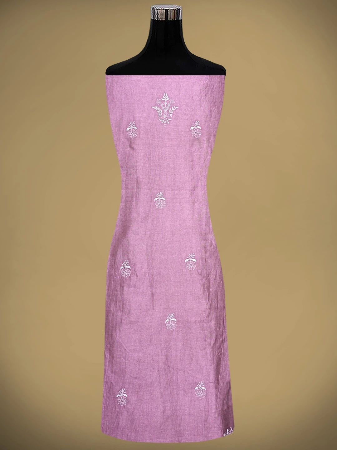 Ada Hand Embroidered Mauve Chanderi Lucknowi Chikankari Unstitched Suit Piece with Chiffon Dupatta 01A791850