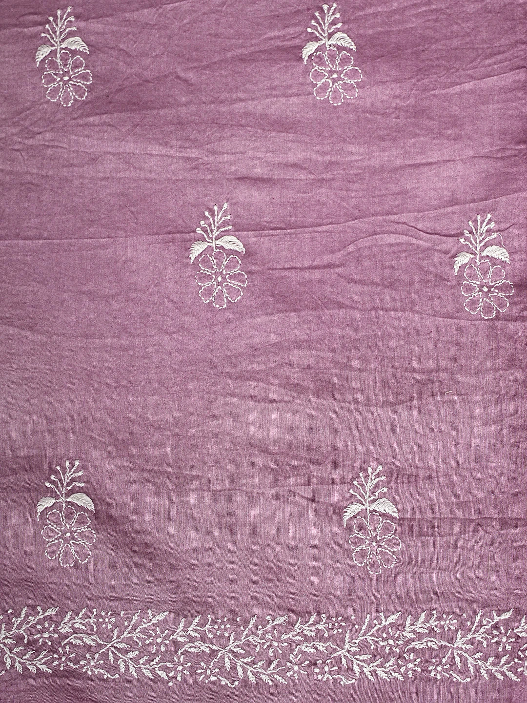 Ada Hand Embroidered Mauve Chanderi Lucknowi Chikankari Unstitched Suit Piece with Chiffon Dupatta 01A791850