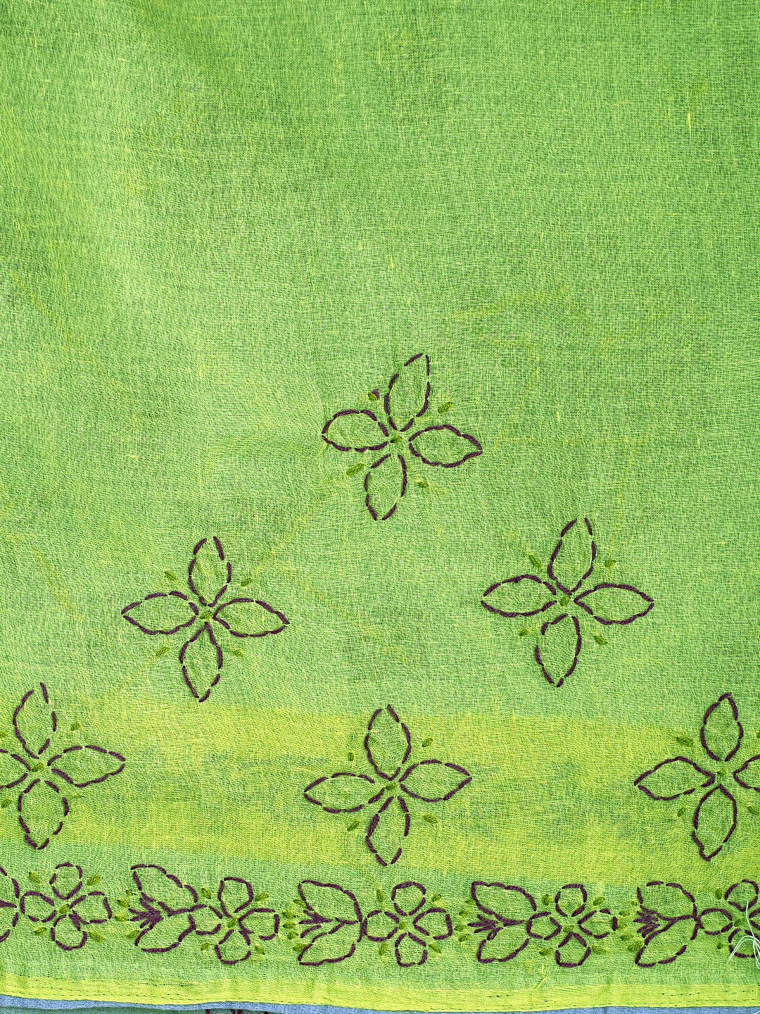 Ada Hand Embroidered Green Cotton Lucknowi Chikankari Saree and Blouse 01A904847