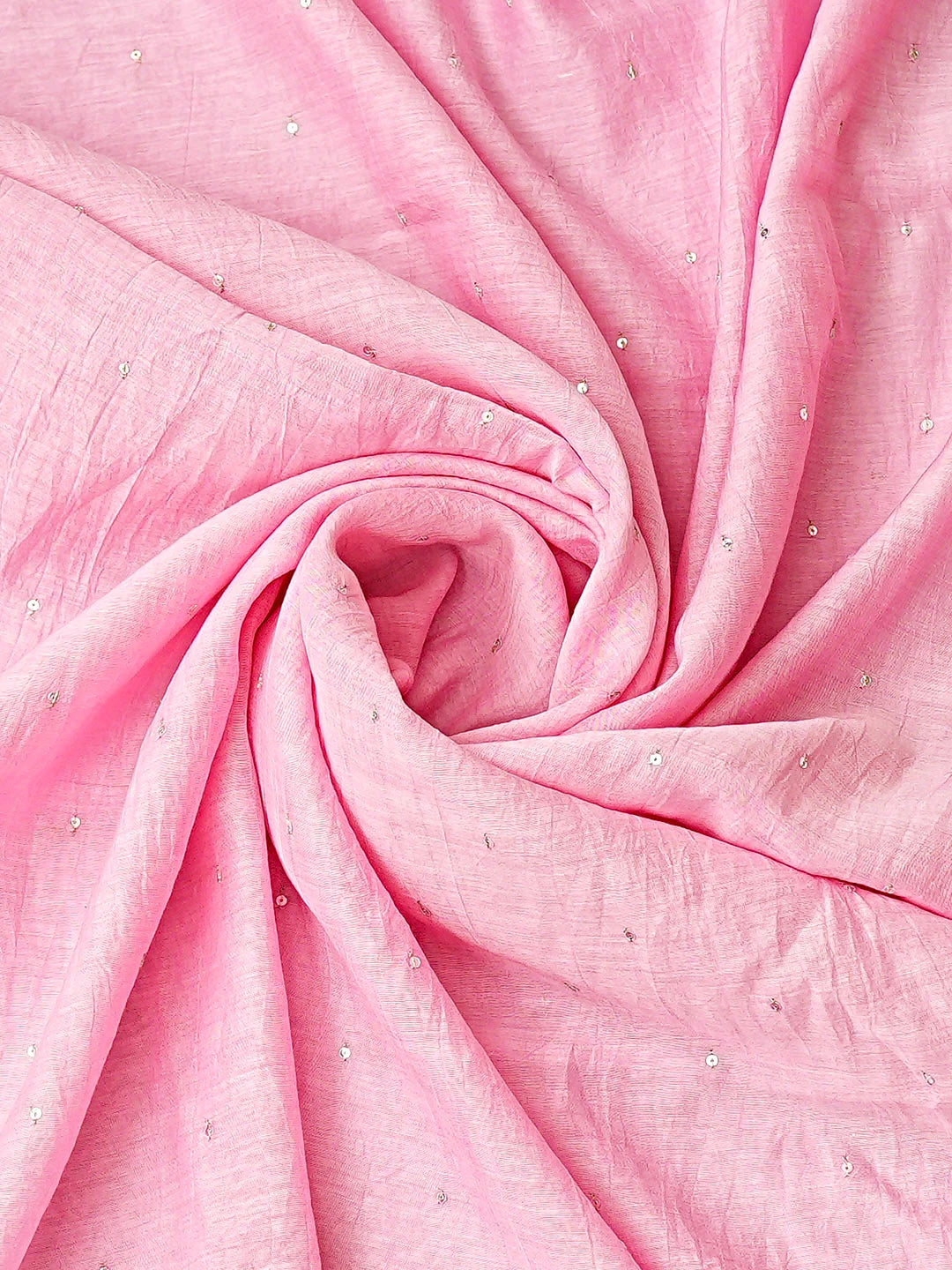 Ada Hand Embroidered Pink Chanderi Lucknowi Chikankari Unstitched Kurta Dupatta Set With Pearl Work 01A896289