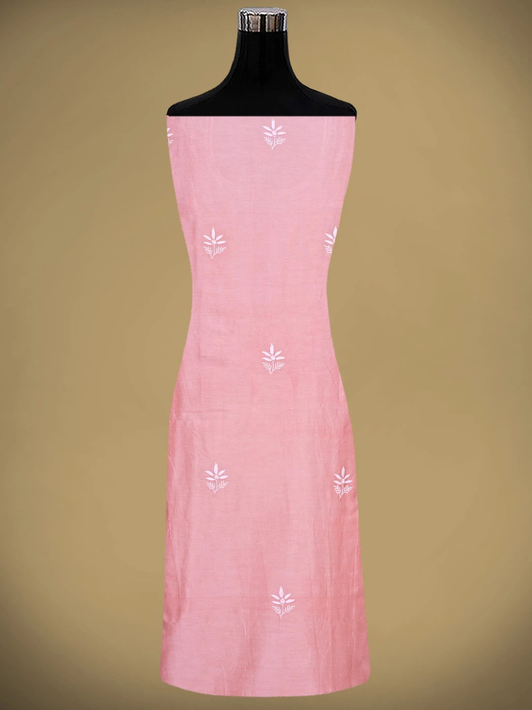 Ada Hand Embroidered Pink Chanderi Lucknowi Chikankari Unstitched Suit Piece 01A805665