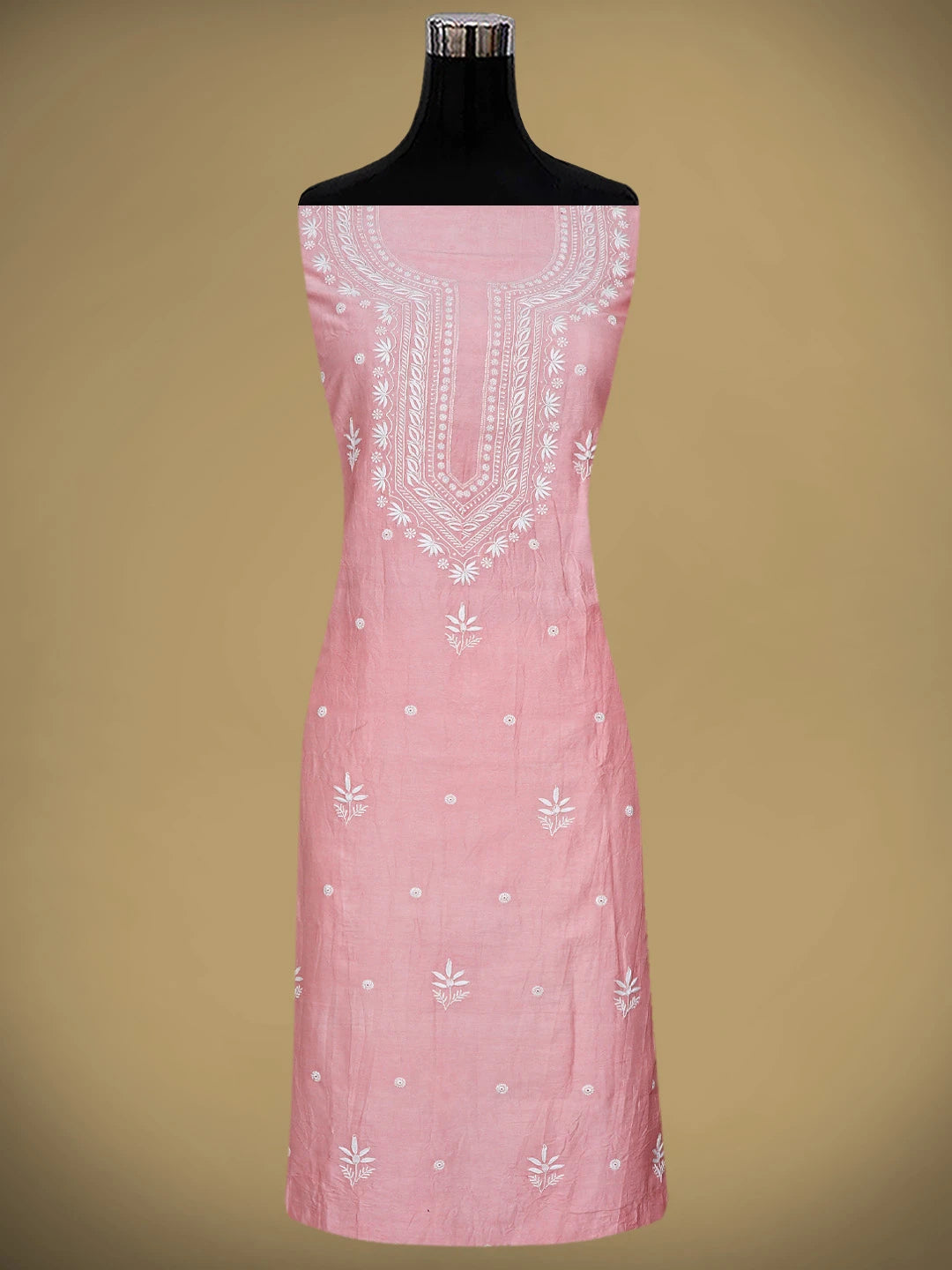 Ada Hand Embroidered Pink Chanderi Lucknowi Chikankari Unstitched Suit Piece 01A805665