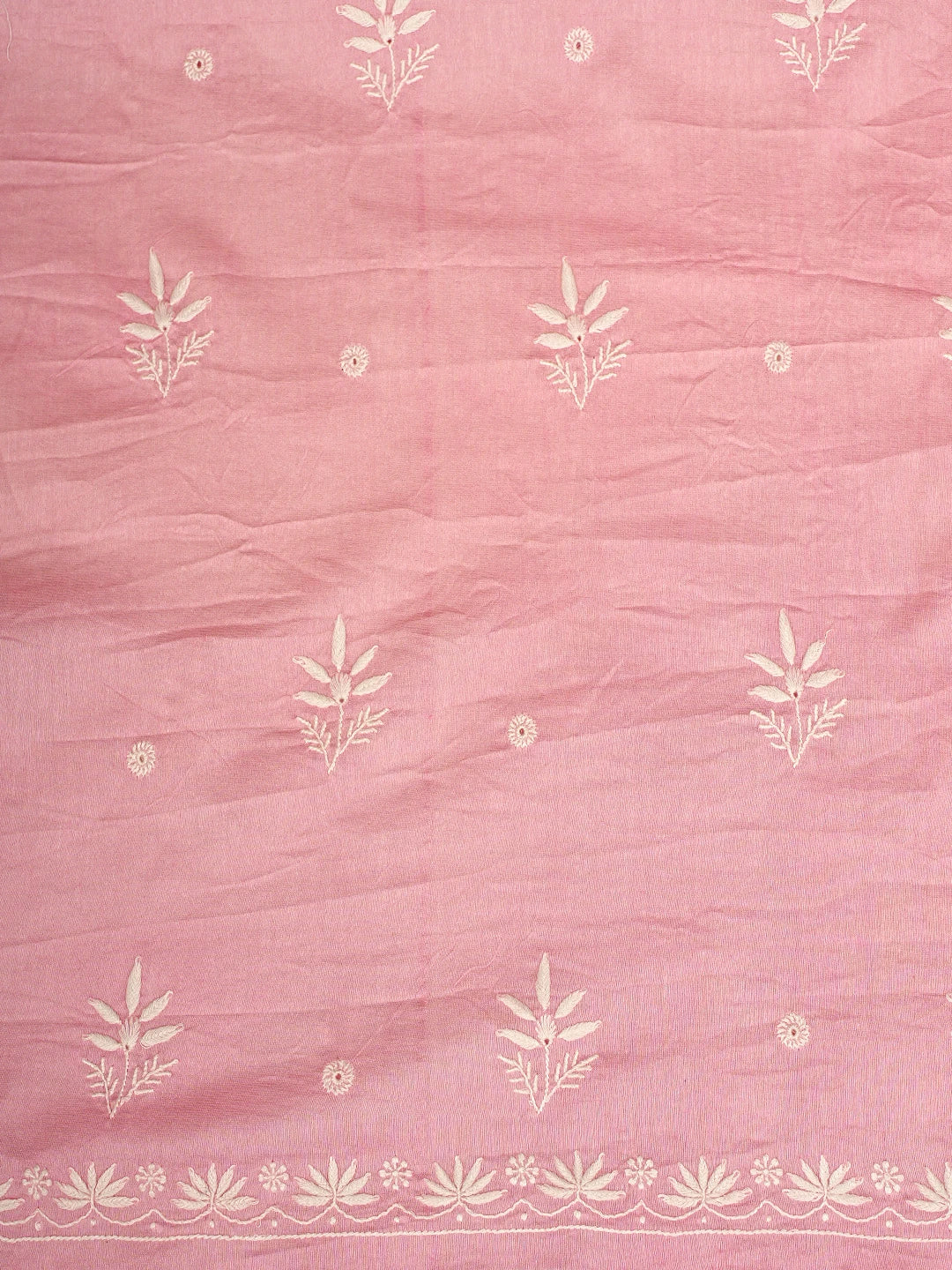 Ada Hand Embroidered Pink Chanderi Lucknowi Chikankari Unstitched Suit Piece 01A805665