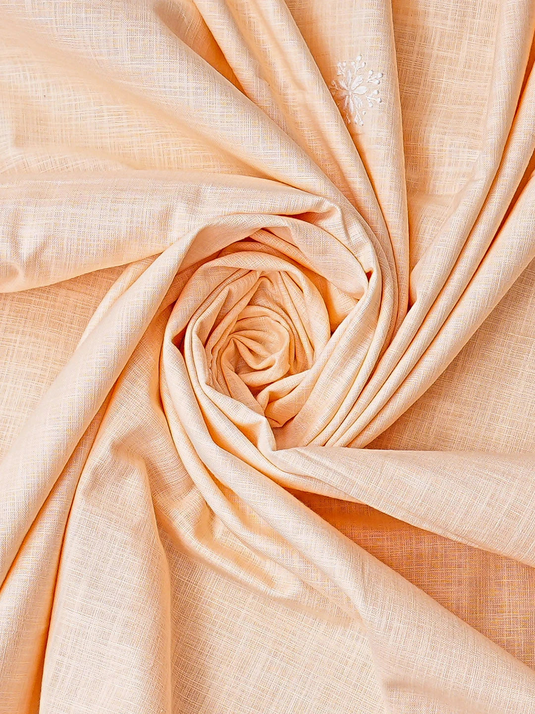 Ada Hand Embroidered Peach Linen Lucknowi Chikankari Unstitched Kurta Dupatta Set 01A910437