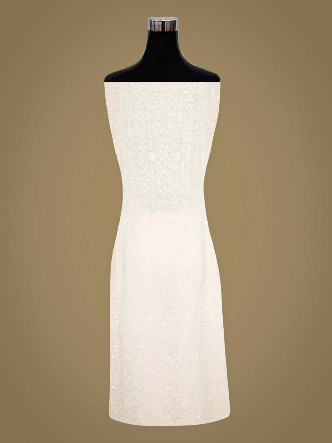 Ada Hand Embroidered White Chanderi Lucknowi Chikankari Unstitched Kurta Dupatta Set 01A911050