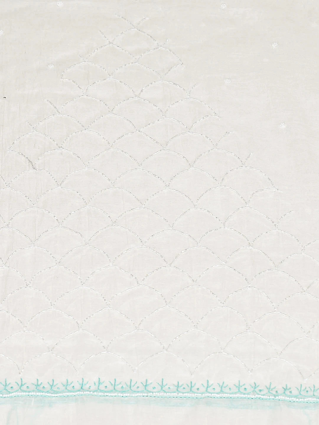 Ada Hand Embroidered White Chanderi Lucknowi Chikankari Unstitched Kurta Dupatta Set 01A911050