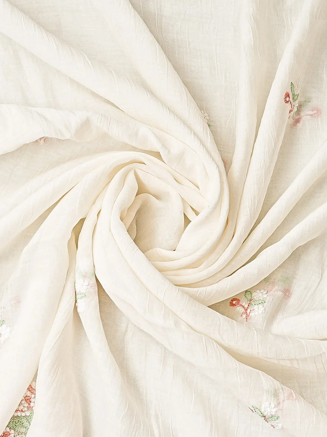 Ada Hand Embroidered White Chanderi Lucknowi Chikankari Unstitched Kurta Dupatta Set 01A903888