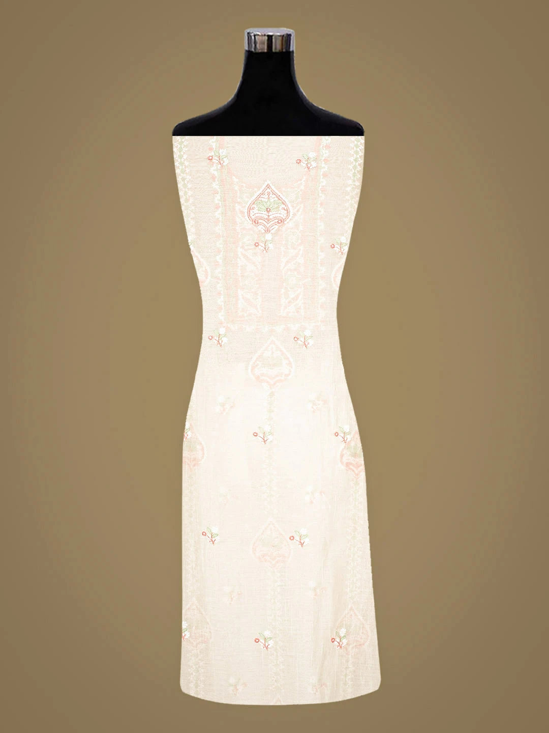 Ada Hand Embroidered White Chanderi Lucknowi Chikankari Unstitched Kurta Dupatta Set 01A903888