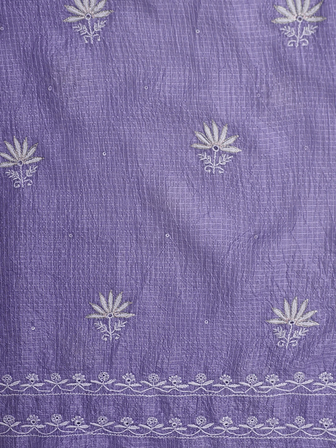 Ada Hand Embroidered Mauve Kota Silk Lucknowi Chikankari Unstitched Kurta Dupatta Set With Cutdana Work 01A890972