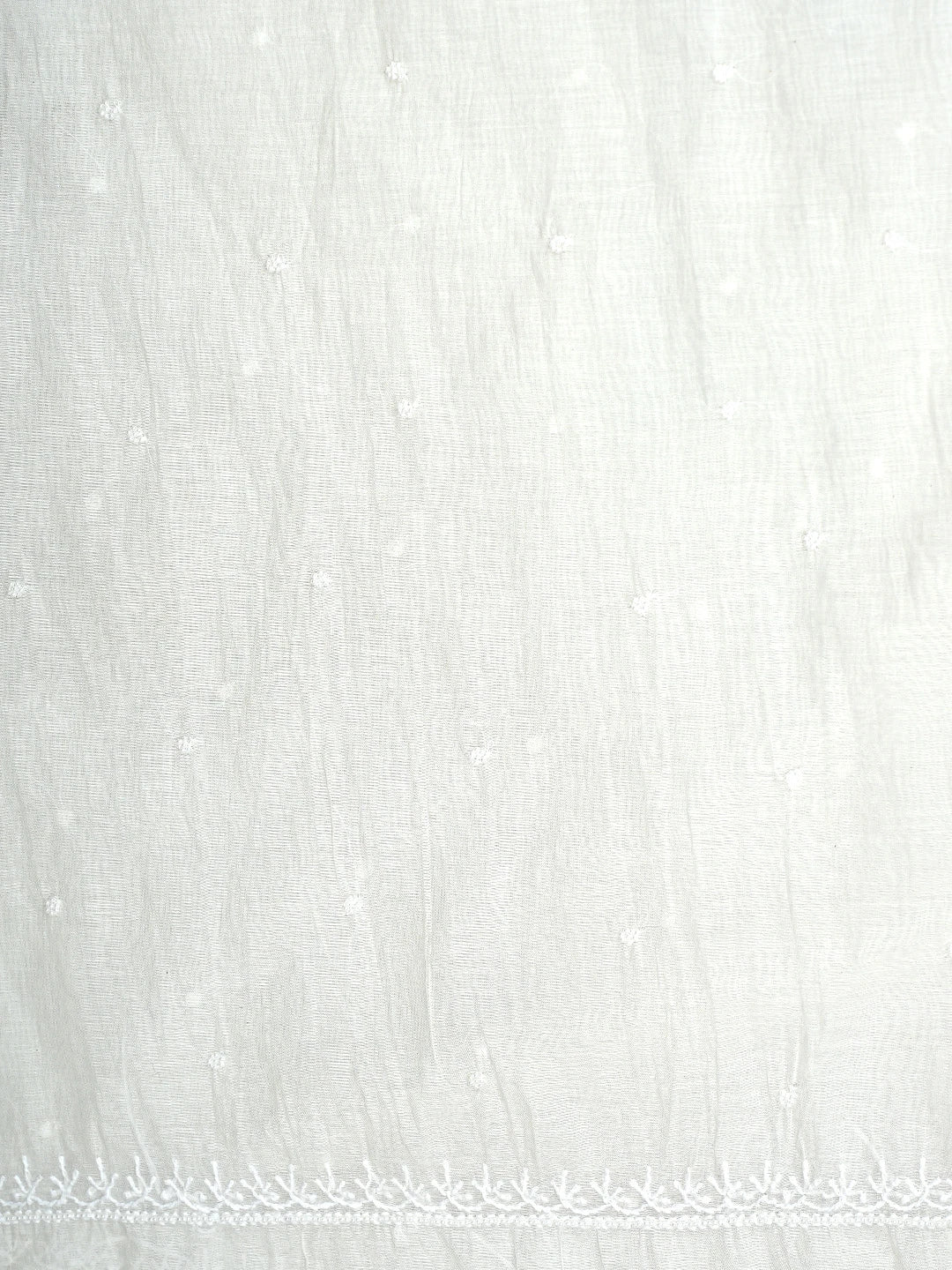 Ada Hand Embroidered White Ivory Cream Chanderi Lucknowi Chikankari Unstitched Kurta Dupatta Set With Pearl Work 01A911082
