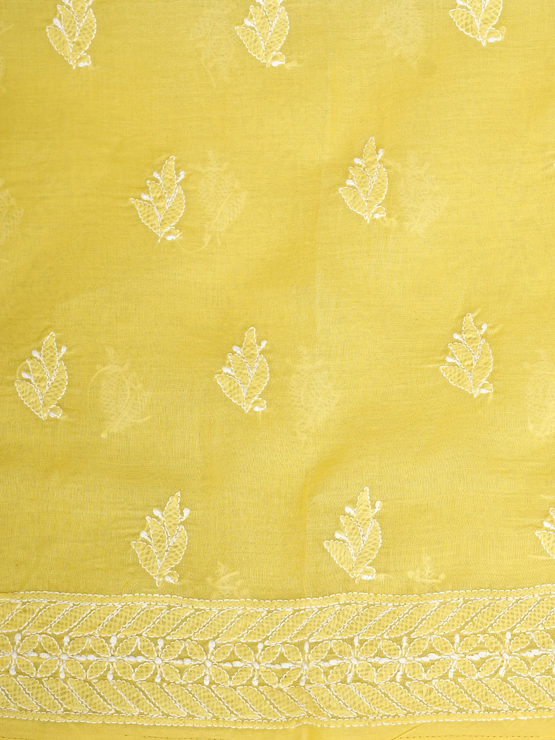 Ada Hand Embroidered Yellow Cotton Lucknowi Chikankari Unstitched Suit Piece with Cotton Dupatta 01A777787