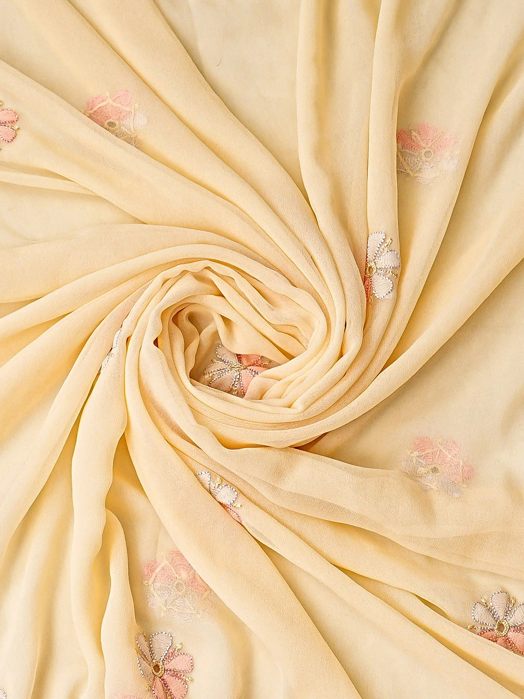 Ada Hand Embroidered Pale Peach Georgette Lucknowi Chikankari Unstitched Suit Piece 01A896054