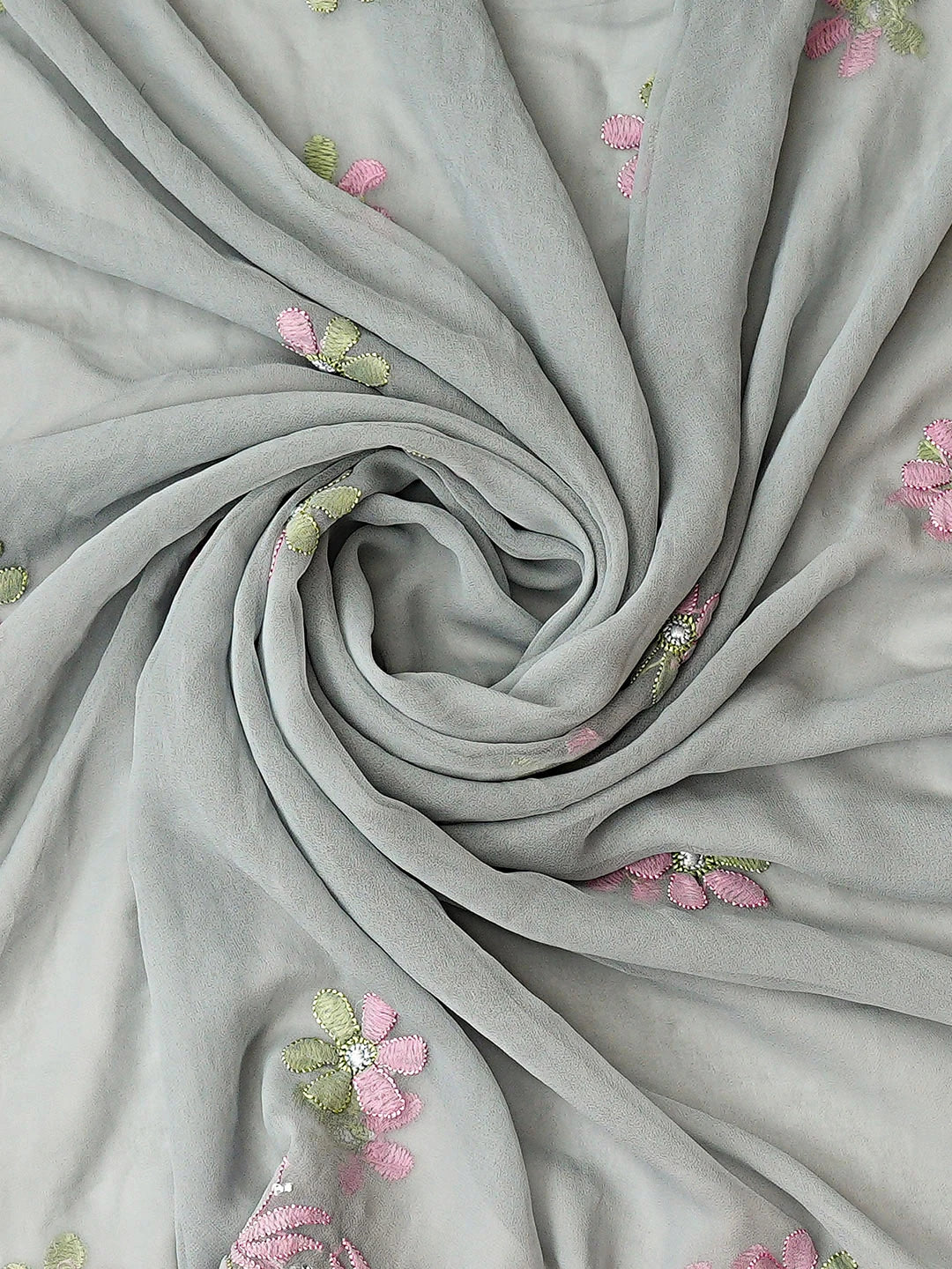 Ada Hand Embroidered Ash Grey Georgette Lucknowi Chikankari Unstitched Suit Piece 01A884033
