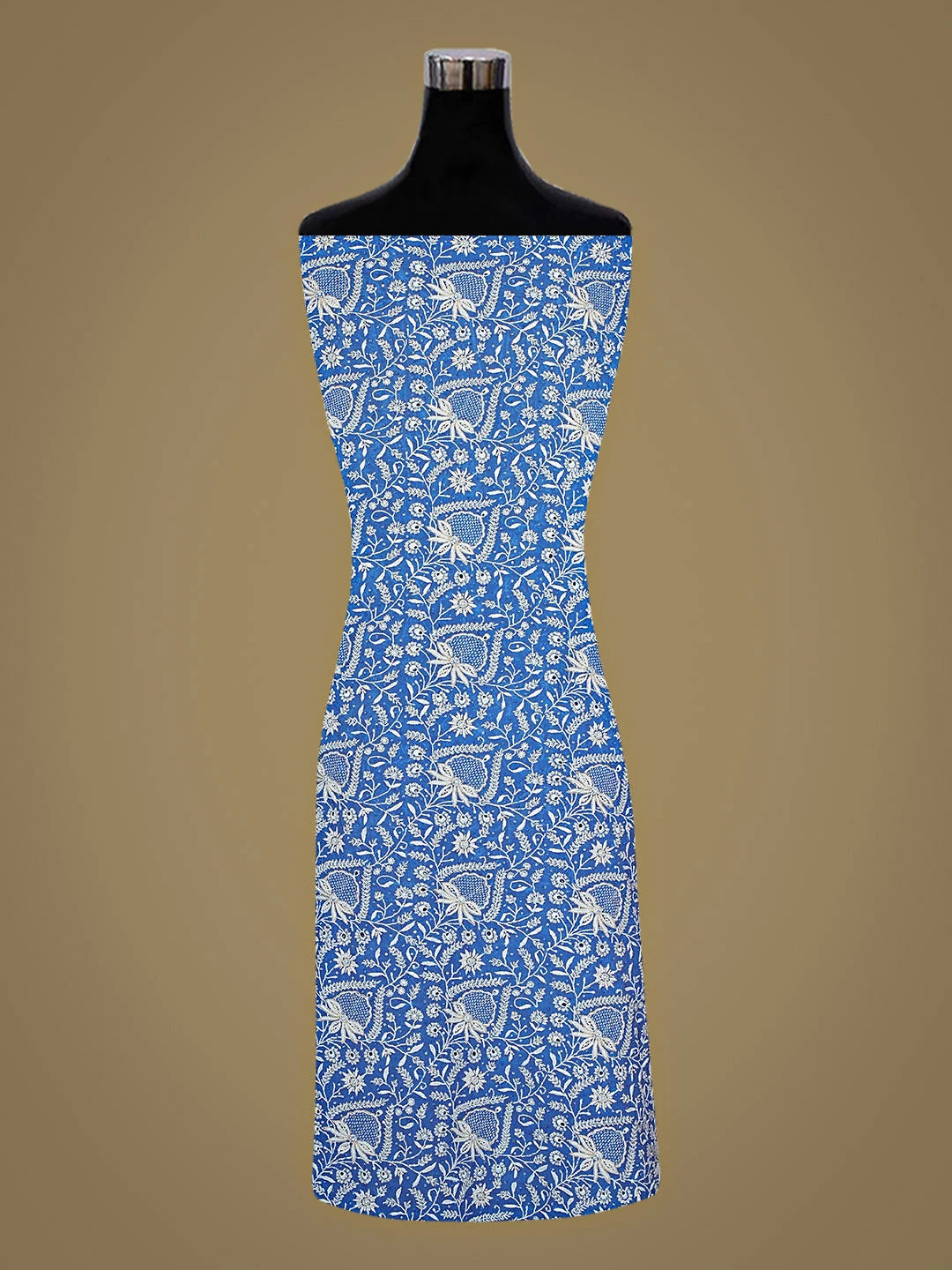 Ada Hand Embroidered Ocean Deep Blue Pure Georgette Lucknowi Chikankari Unstitched Kurta Dupatta Set With Sequinned Work 01A865529