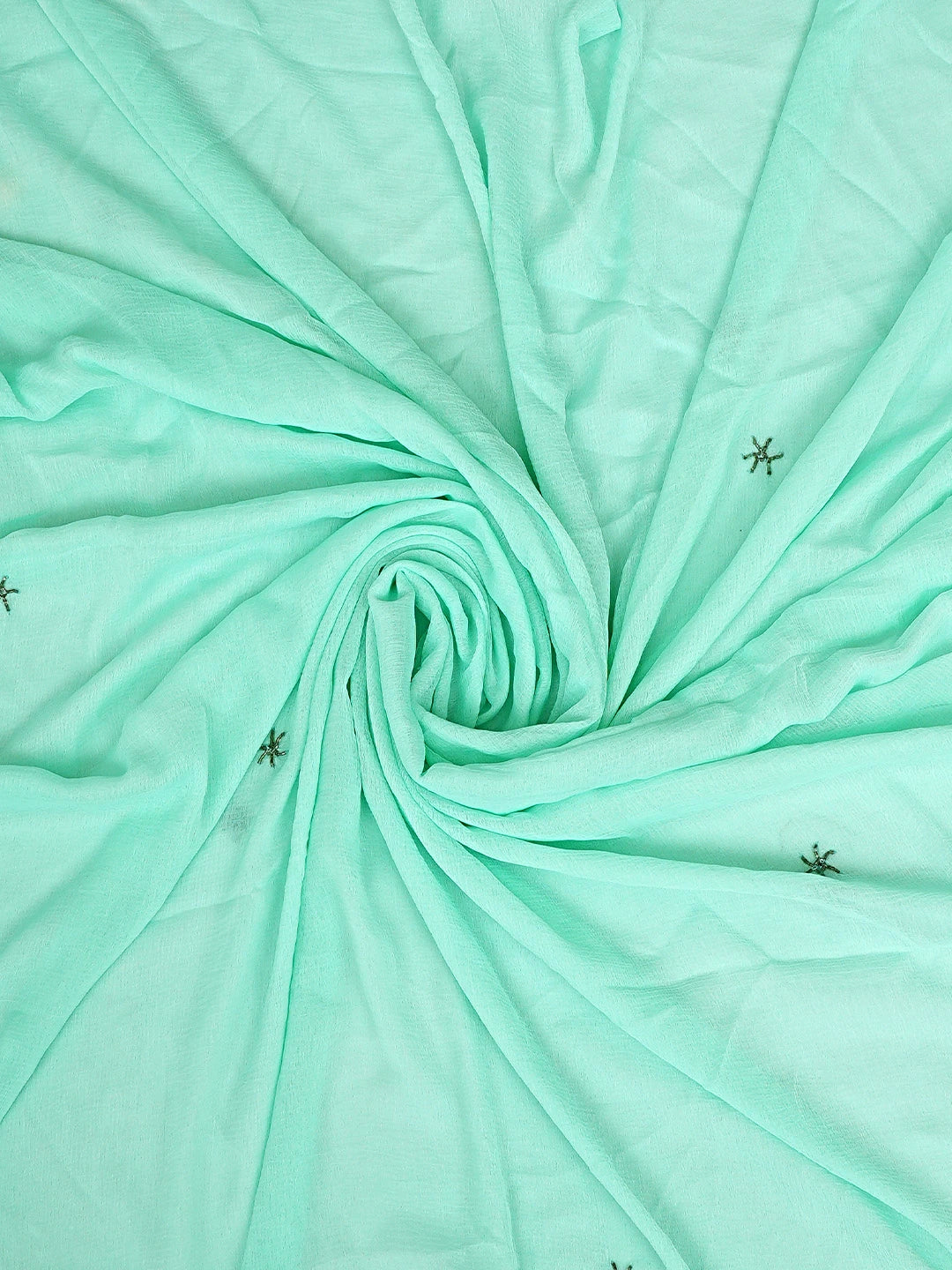 Ada Hand Embroidered Aquamarine Turquoise Cotton Lucknowi Chikankari Unstitched Suit Piece With Cutdana Work 01A363014