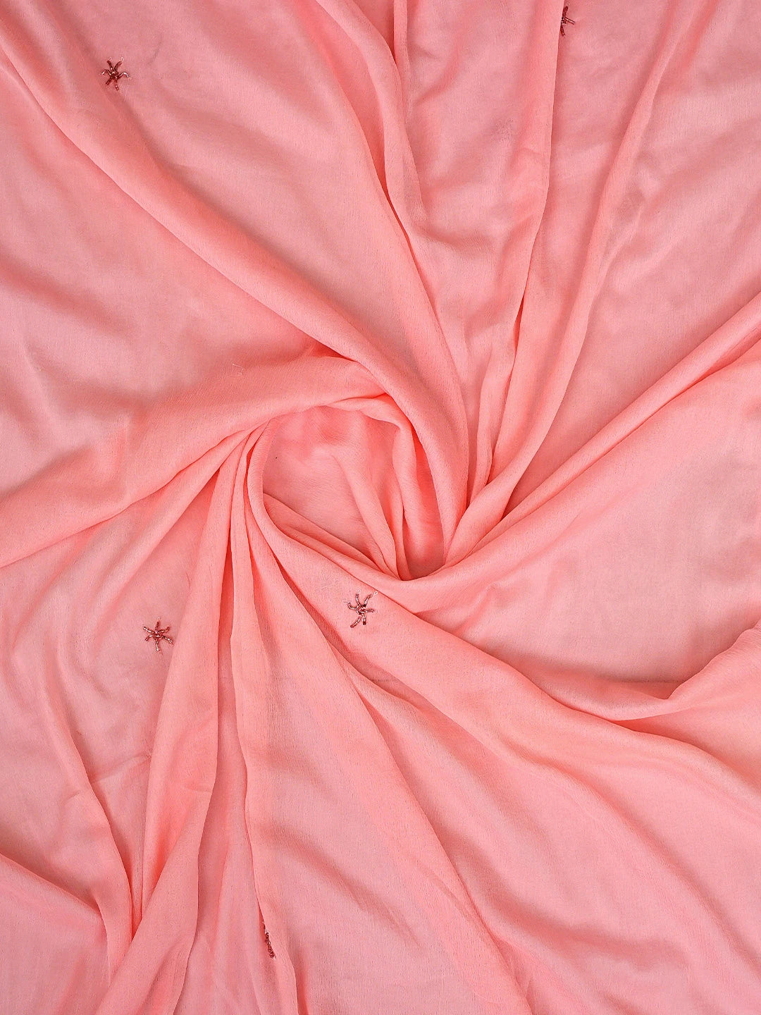 Ada Hand Embroidered Peachy Pink Cotton Lucknowi Chikankari Unstitched Suit Piece With Cutdana Work 01A321369