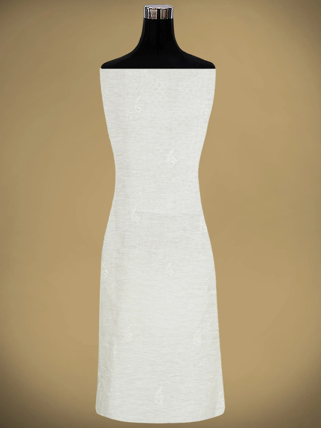 Ada Hand Embroidered White Khadi Chanderi Lucknowi Chikankari Unstitched Kurta Dupatta Set 01A361743