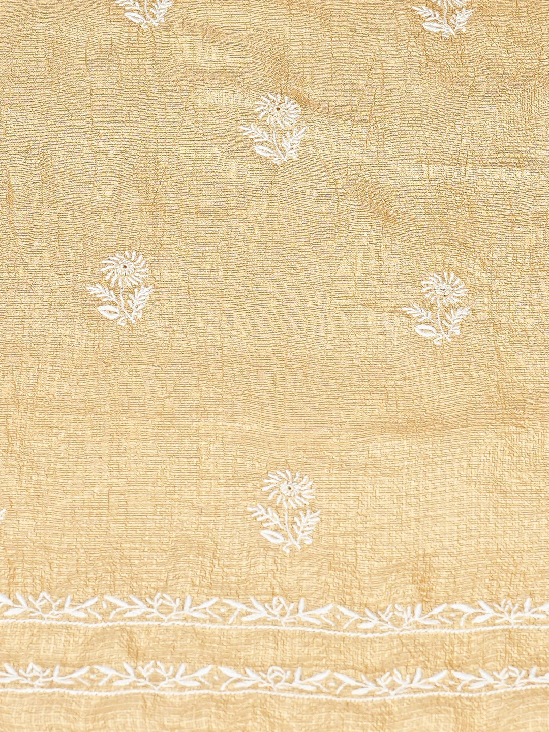 Ada Hand Embroidered Fawn Kota Silk Lucknowi Chikankari Unstitched Kurta Dupatta Set 01A890975