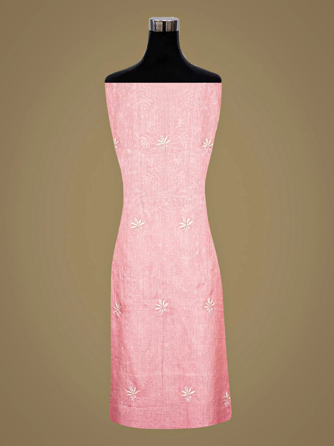 Ada Hand Embroidered Pink Kota Silk Lucknowi Chikankari Unstitched Kurta Dupatta Set With Cutdana Work 01A890969