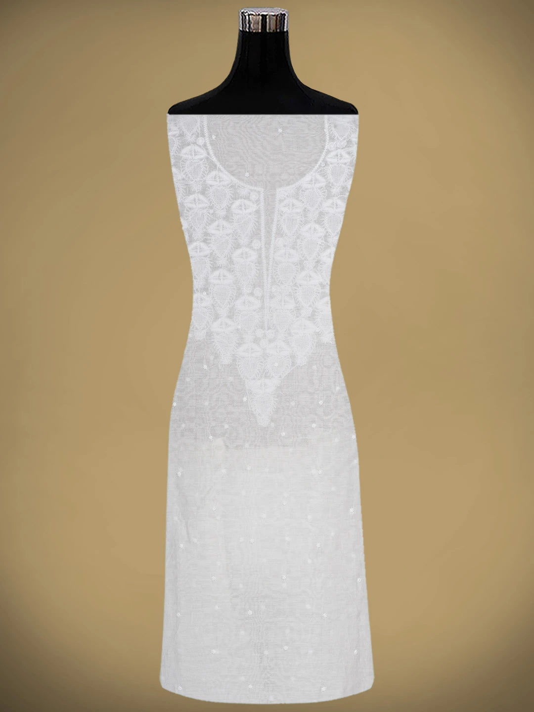 Ada Hand Embroidered White Chanderi Lucknowi Chikankari Unstitched Kurta Dupatta Set With Pearl Work 01A911085