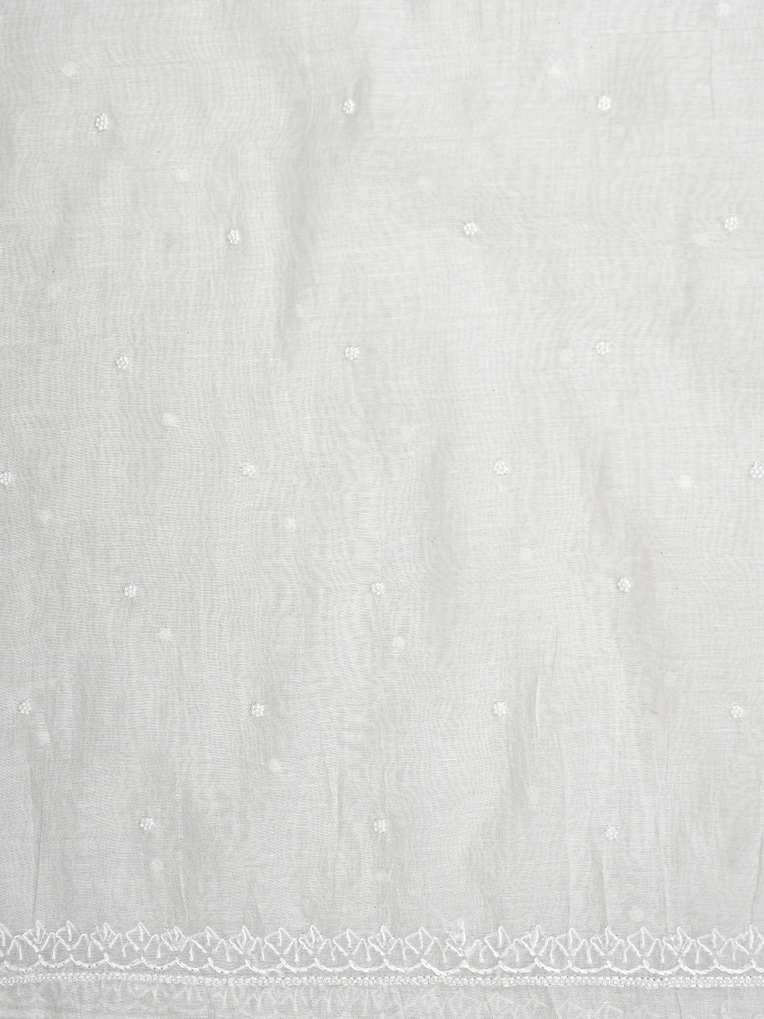 Ada Hand Embroidered White Chanderi Lucknowi Chikankari Unstitched Kurta Dupatta Set With Pearl Work 01A911085