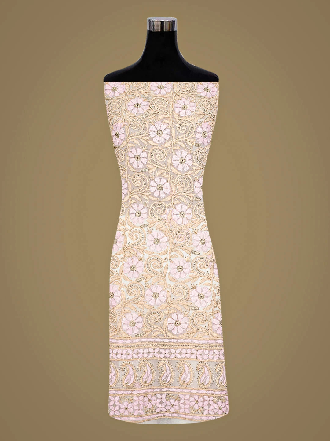 Ada Hand Embroidered White Georgette Lucknowi Chikankari Unstitched Suit Piece with Dupatta 01A896003