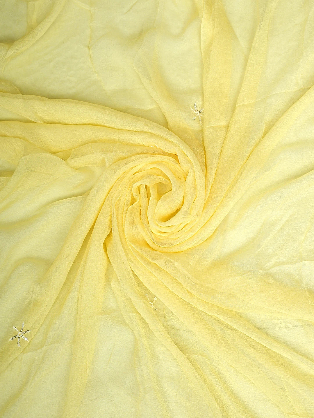 Ada Hand Embroidered Yellow Cotton Lucknowi Chikankari Unstitched Suit Piece With Cutdana Work 01A363024