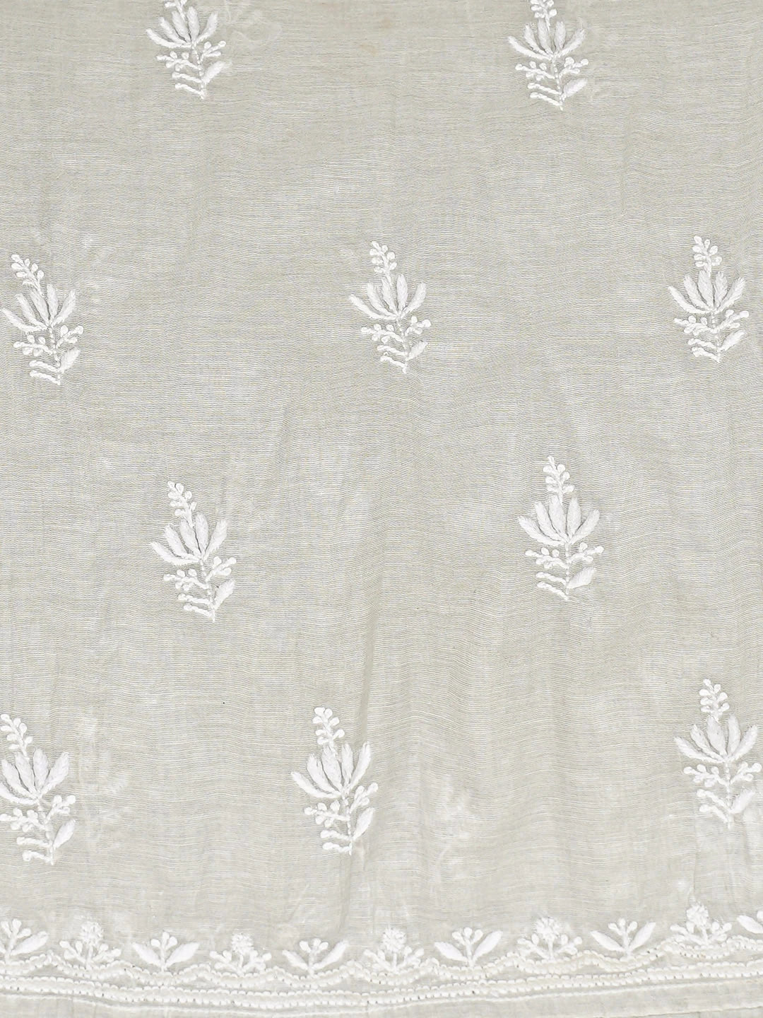 Ada Hand Embroidered Grey Tissue Lucknowi Chikankari Semi-Stitched Kurta Dupatta Set 01A912366