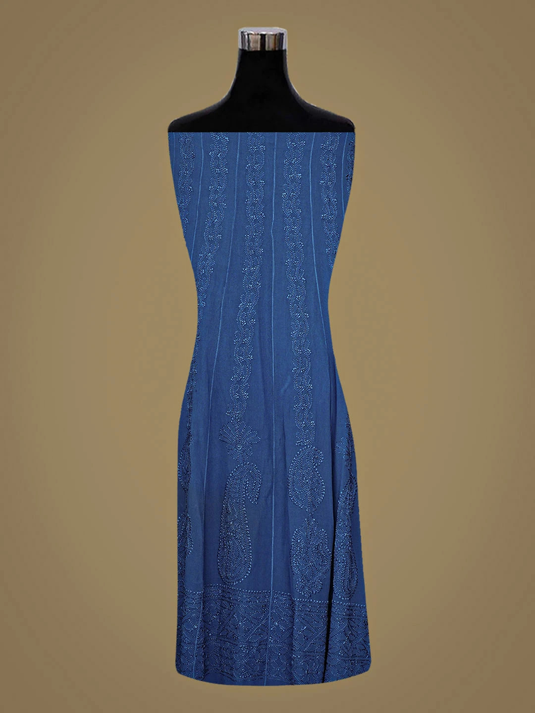 Ada Hand Embroidered Blue Viscose Georgette Lucknowi Chikankari Semi-Stitched Anarkali Kurta Dupatta Set 01A901360