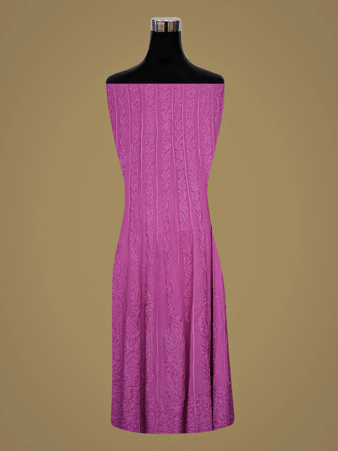 Ada Hand Embroidered Purple Viscose Georgette Lucknowi Chikankari Semi-Stitched Anarkali Kurta Dupatta Set 01A879040