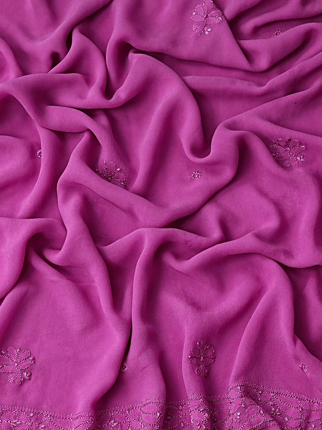 Ada Hand Embroidered Purple Viscose Georgette Lucknowi Chikankari Semi-Stitched Anarkali Kurta Dupatta Set 01A879040