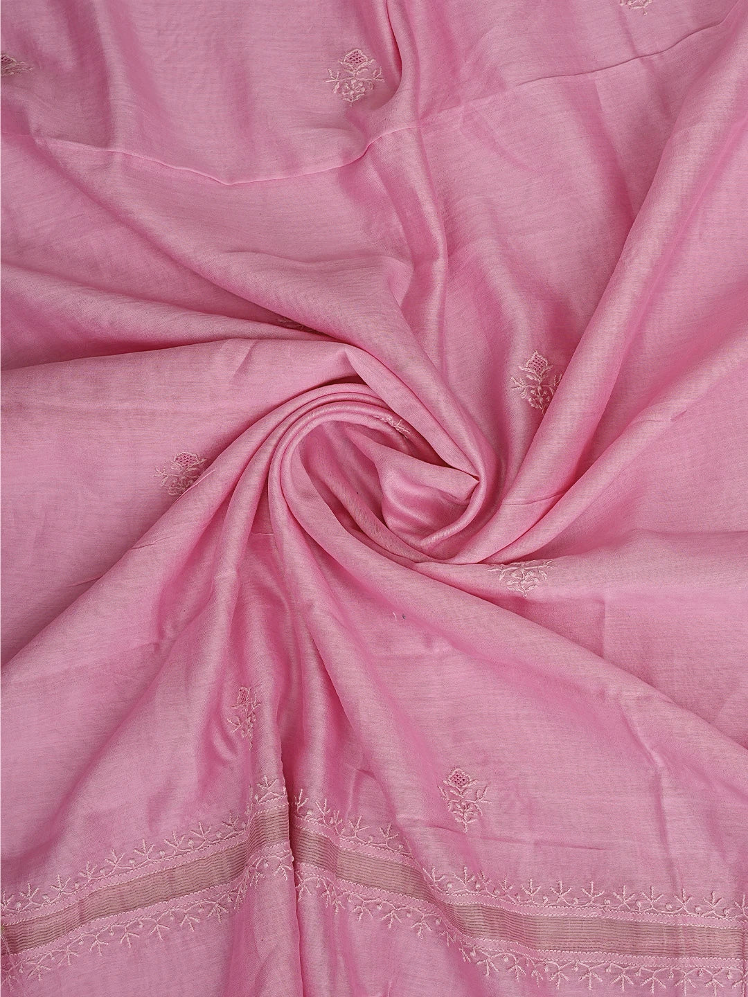 Ada Hand Embroidered Pink Mist Chanderi Lucknowi Chikankari Unstitched Kurta Dupatta Set 01A869383