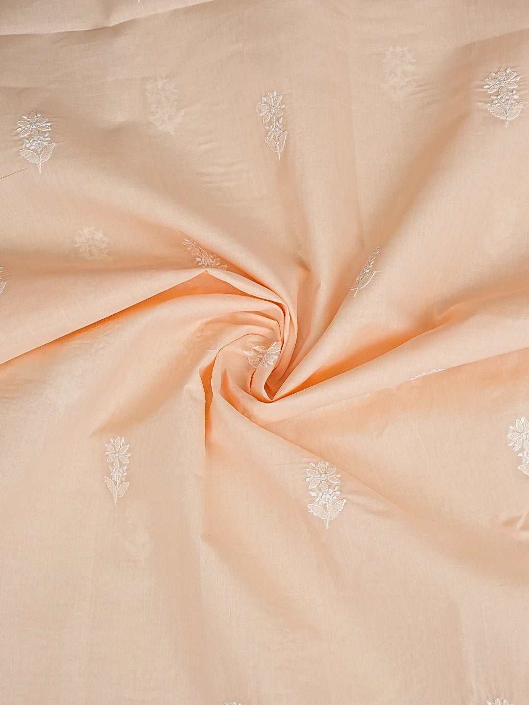 Ada Hand Embroidered Peach Cotton Lucknowi Chikankari Unstitched Suit Piece 01A914827