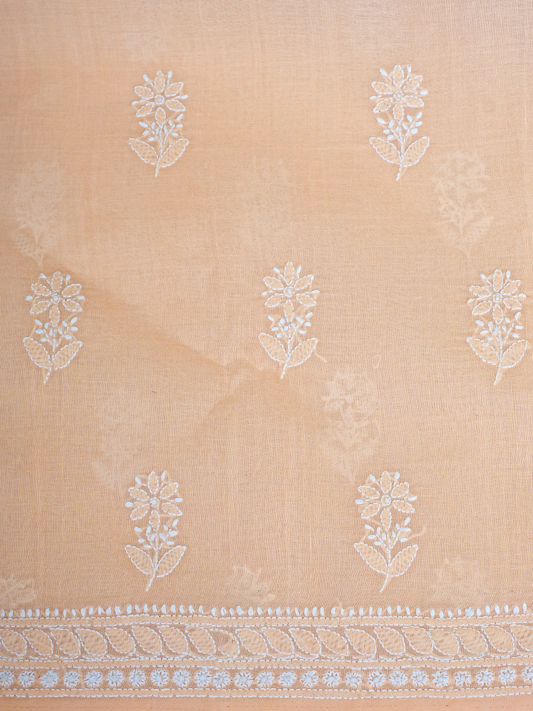 Ada Hand Embroidered Peach Cotton Lucknowi Chikankari Unstitched Suit Piece 01A914827