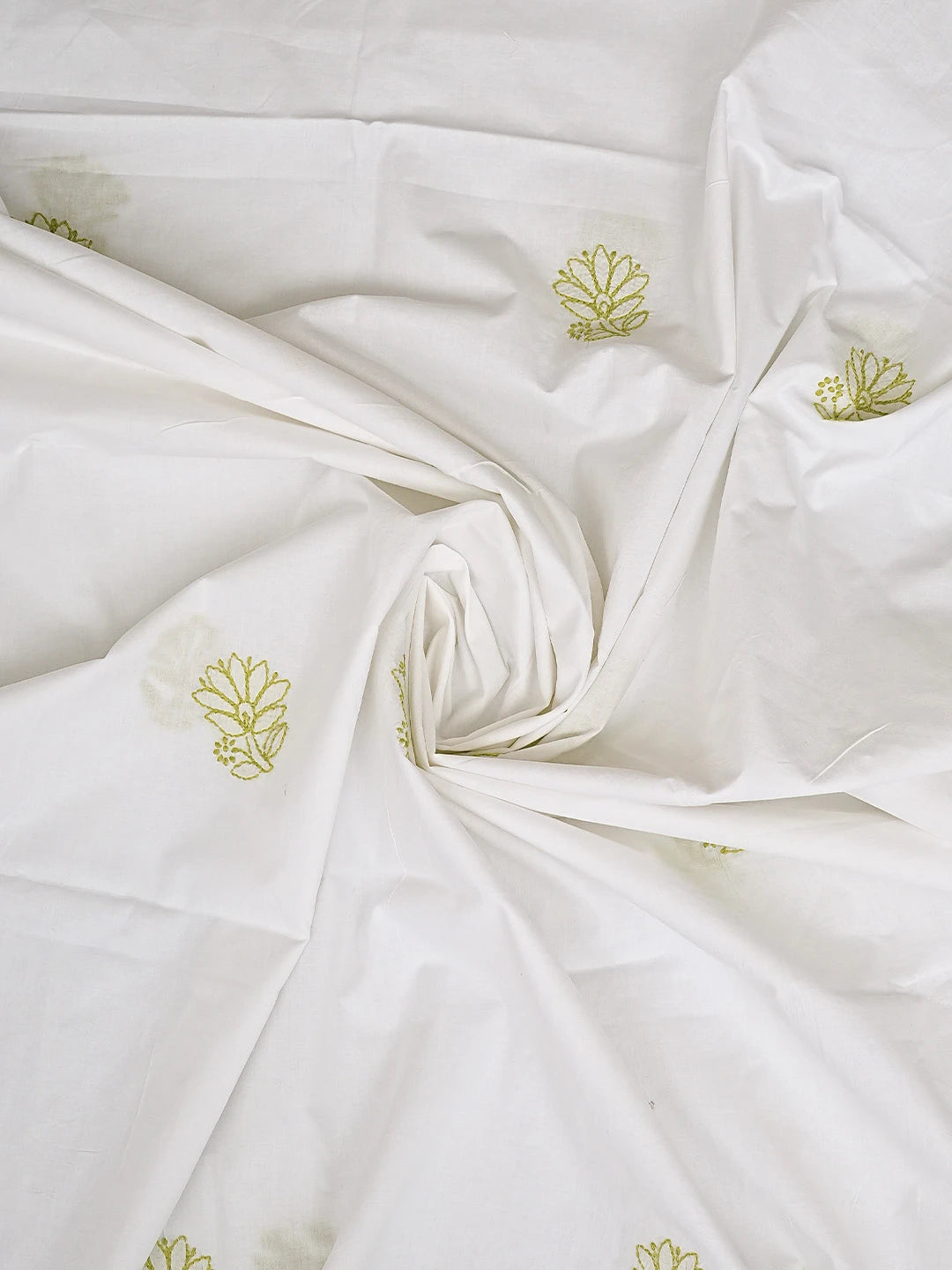 Ada Hand Embroidered Lime Green Cotton Lucknowi Chikankari Unstitched Suit Piece 01A914770