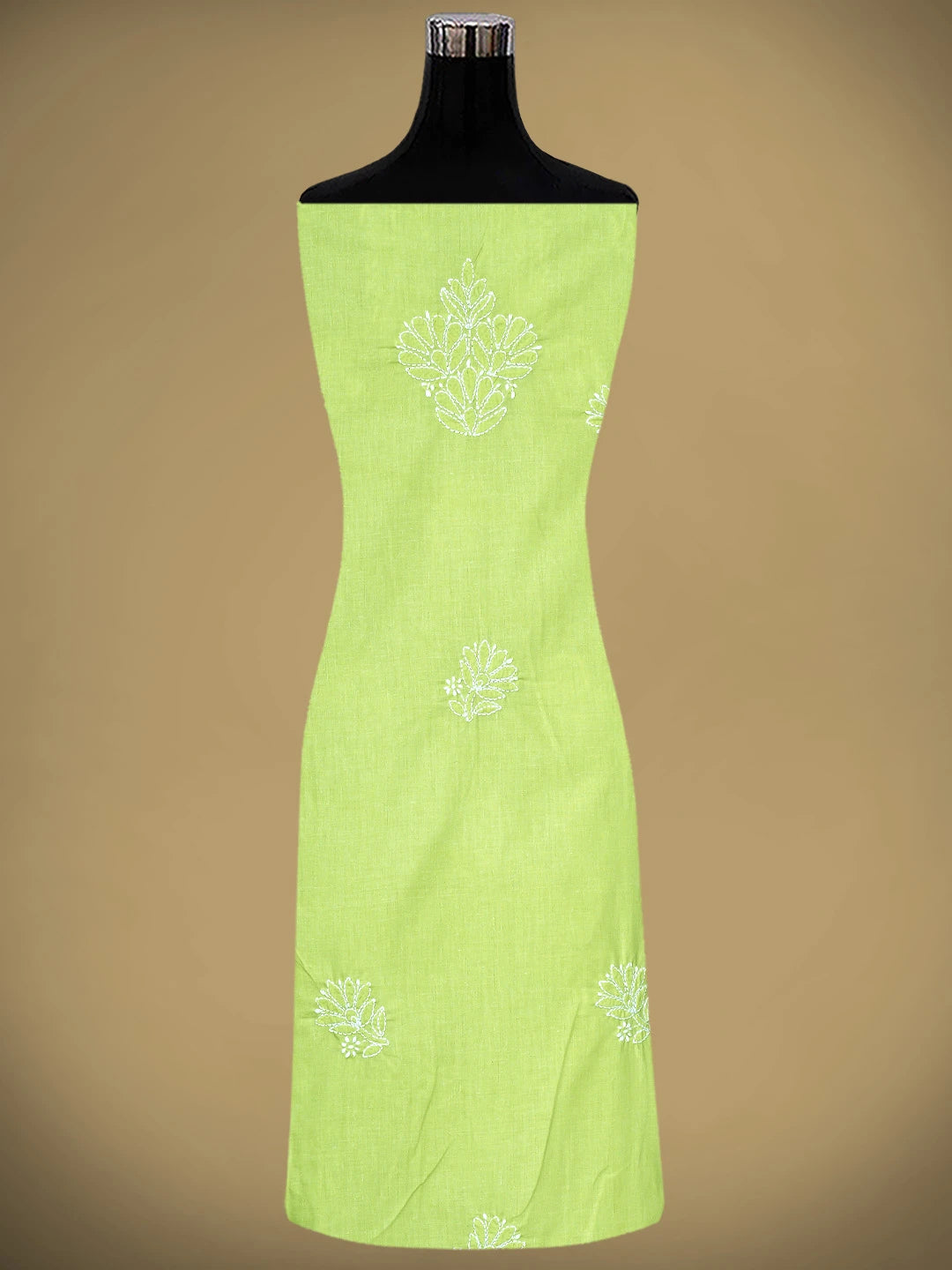 Ada Hand Embroidered Lime Green Cotton Lucknowi Chikankari Unstitched Suit Piece 01A914770
