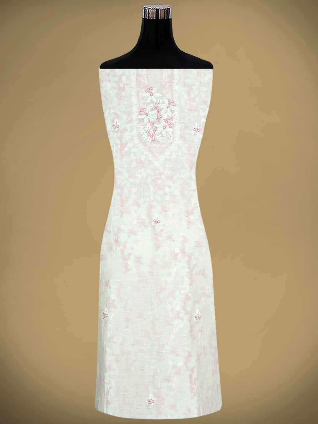 Ada Hand Embroidered White Cornsilk Chanderi Lucknowi Chikankari Unstitched Kurta Dupatta Set 01A903875