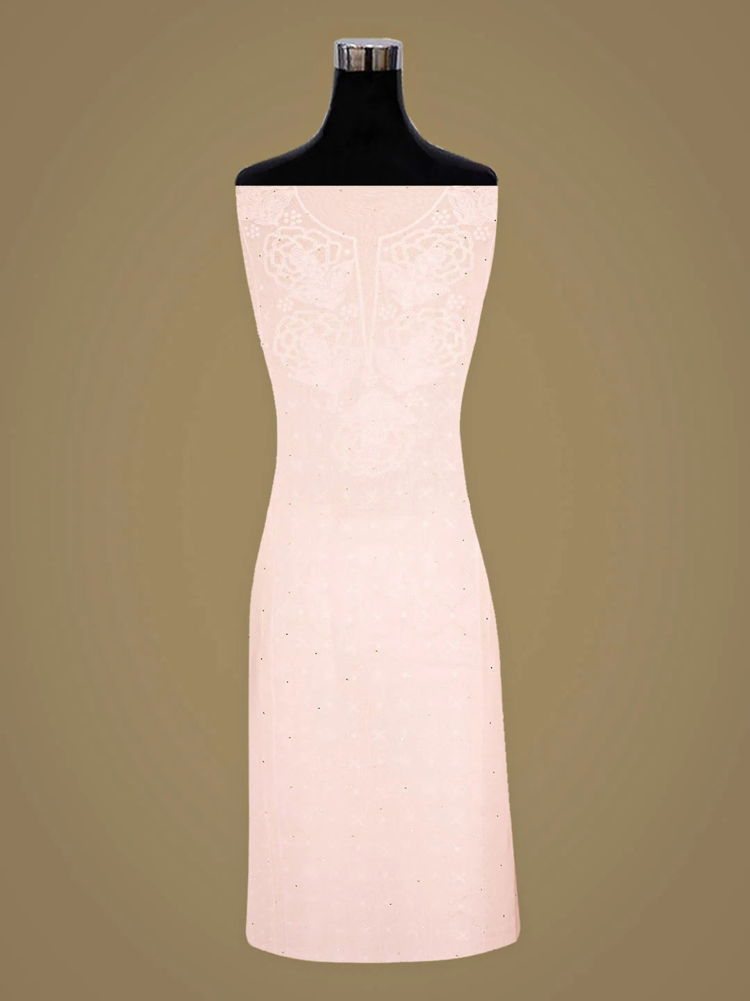 Ada Hand Embroidered Pink Viscose Georgette Lucknowi Chikankari Unstitched Kurta Dupatta Set With Muqaish Work 01A911278