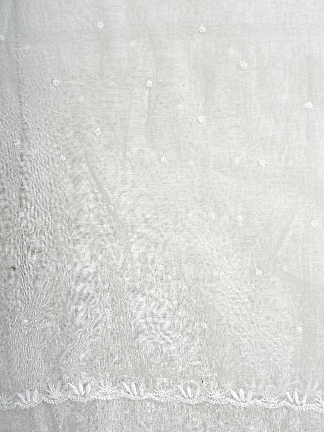 Ada Hand Embroidered White Chanderi Lucknowi Chikankari Unstitched Kurta Dupatta Set With Cutdana Work 01A911094
