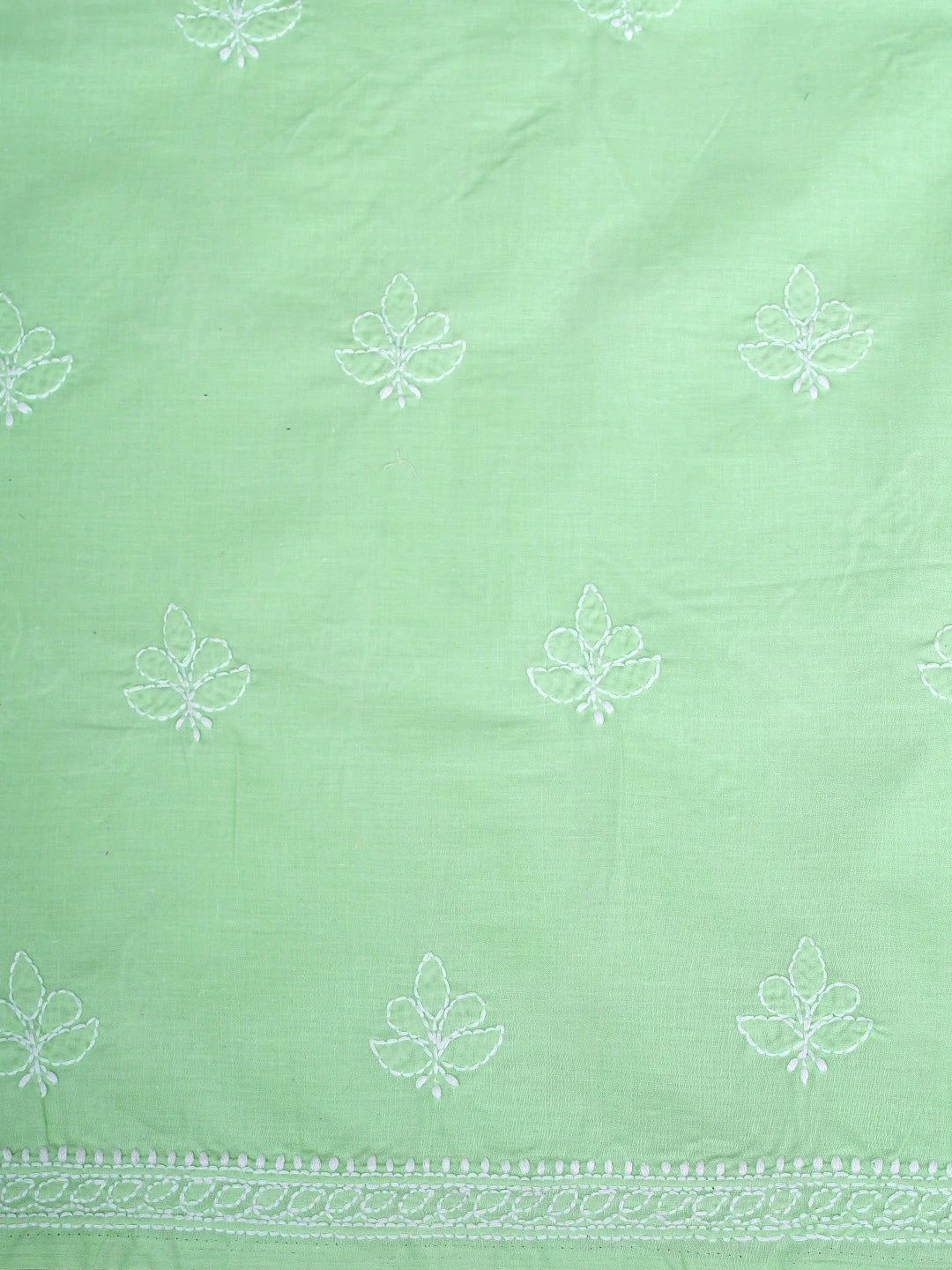 Ada Hand Embroidered Seafoam Green Cotton Lucknowi Chikankari Unstitched Suit Piece 01A914760