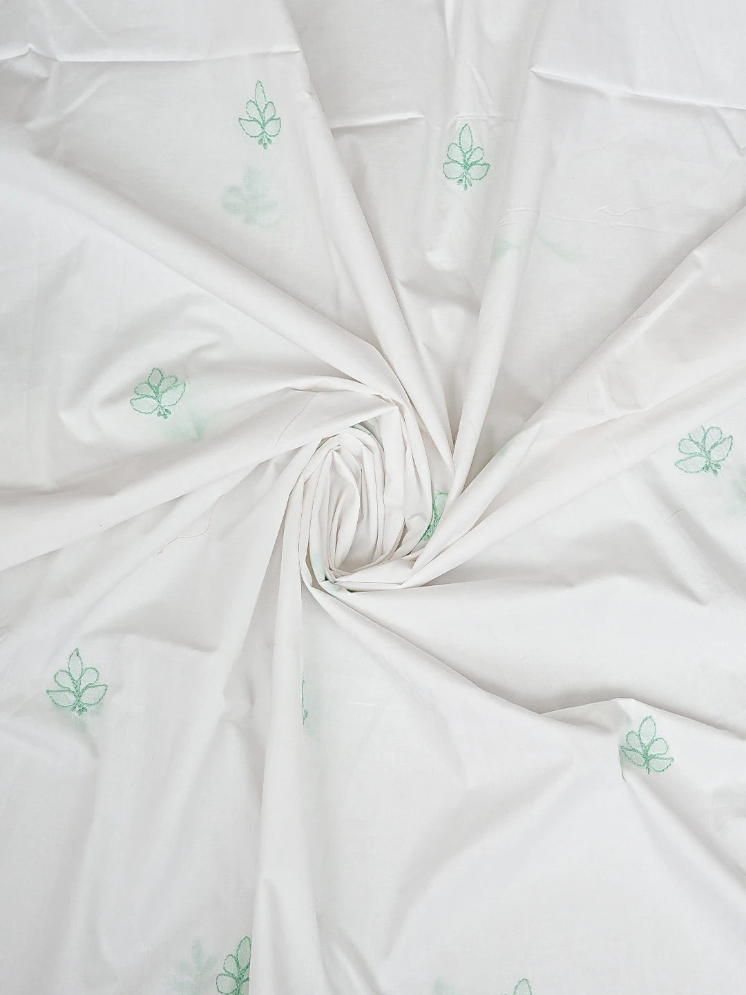 Ada Hand Embroidered Seafoam Green Cotton Lucknowi Chikankari Unstitched Suit Piece 01A914760