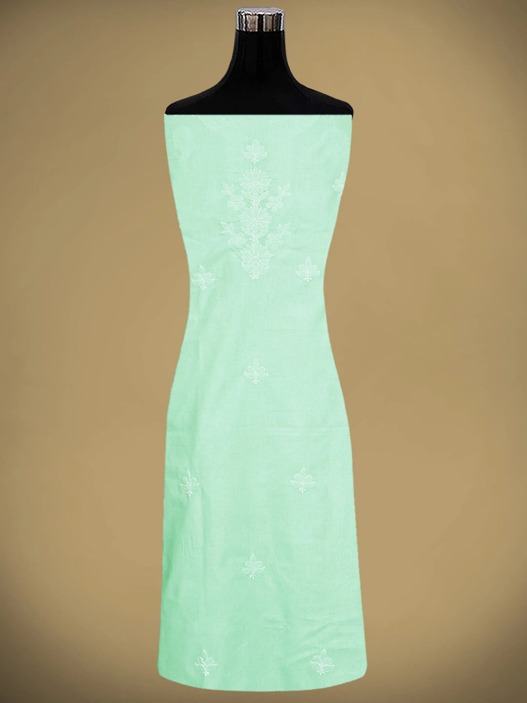Ada Hand Embroidered Seafoam Green Cotton Lucknowi Chikankari Unstitched Suit Piece 01A914760