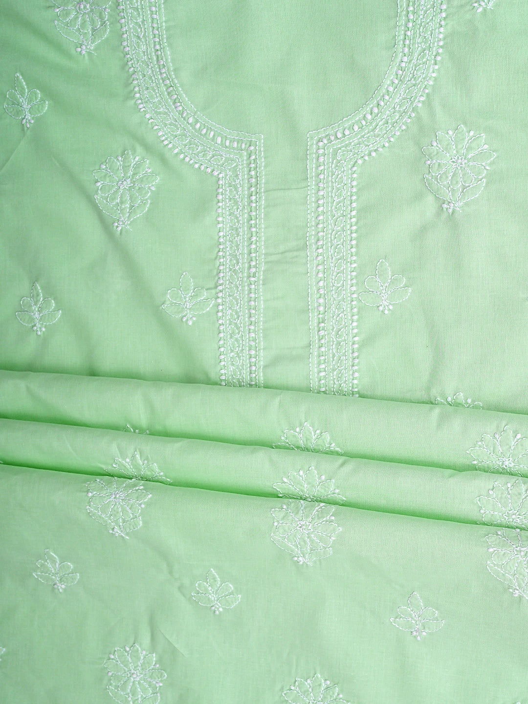 Ada Hand Embroidered Seafoam Green Cotton Lucknowi Chikankari Unstitched Suit Piece 01A914760