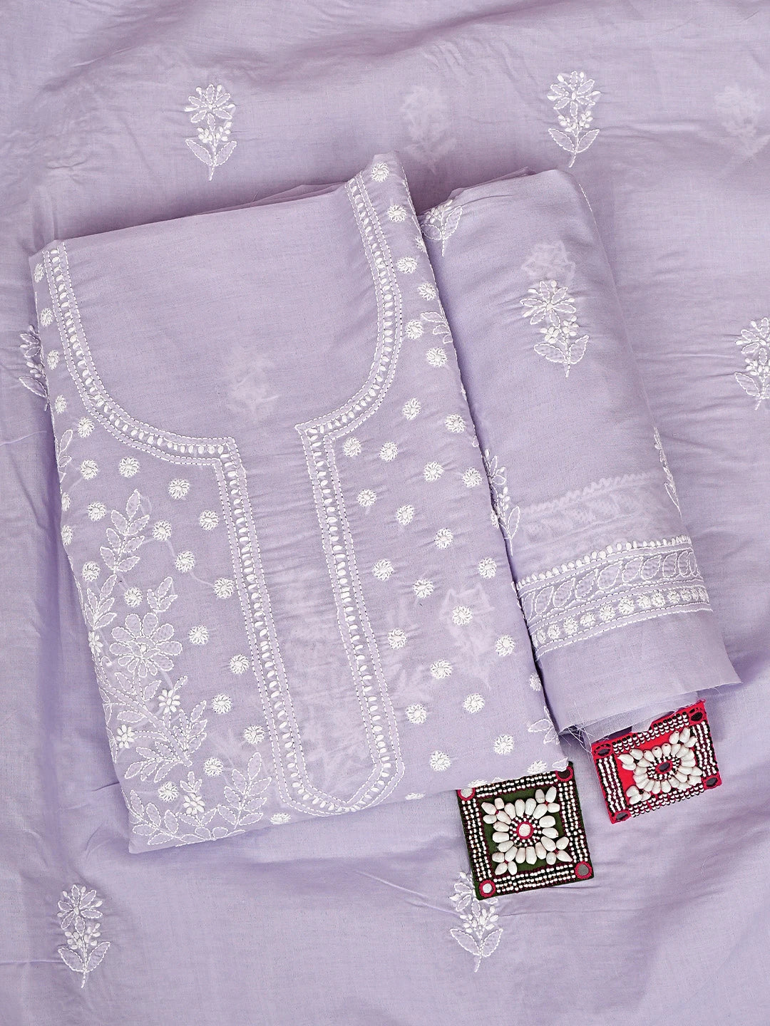 Ada Hand Embroidered Lavender Cotton Lucknowi Chikankari Unstitched Suit Piece 01A914830