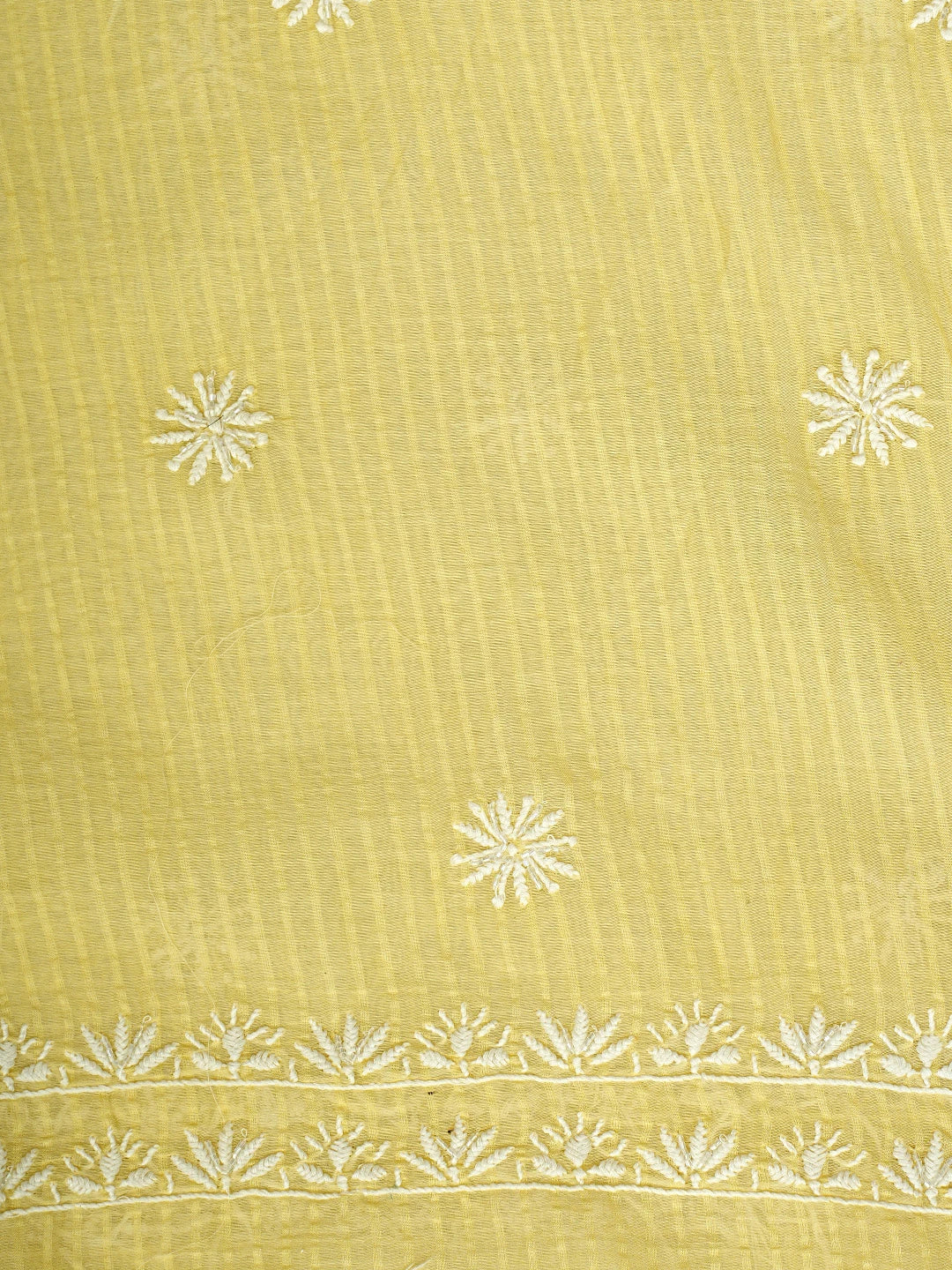 Ada Hand Embroidered Yellow Chanderi Lucknowi Chikankari Unstitched Kurta Dupatta Set With Cutdana Work 01A897561