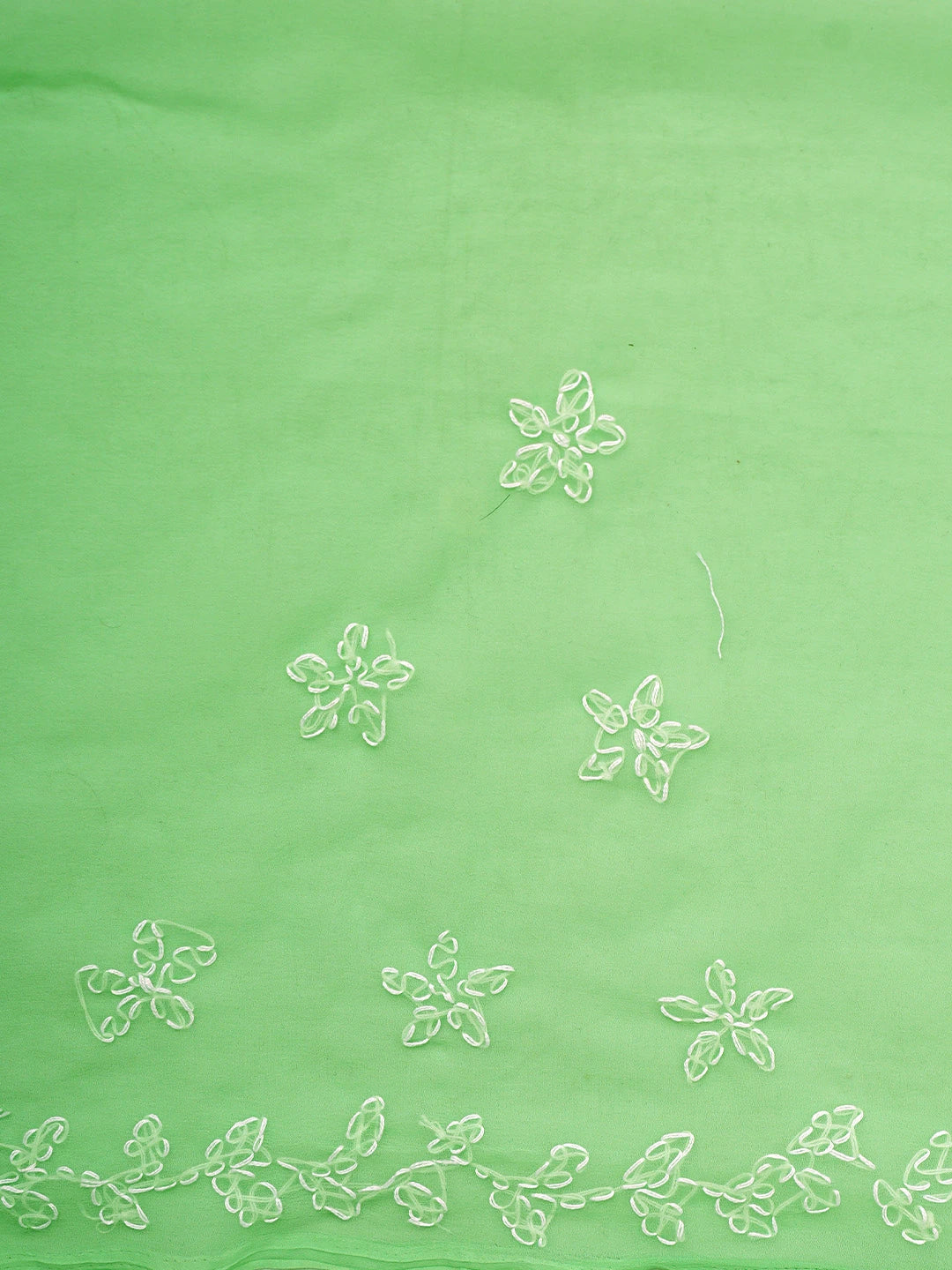 Ada Hand Embroidered Green Georgette Lucknowi Chikankari Saree and Blouse 01A916546