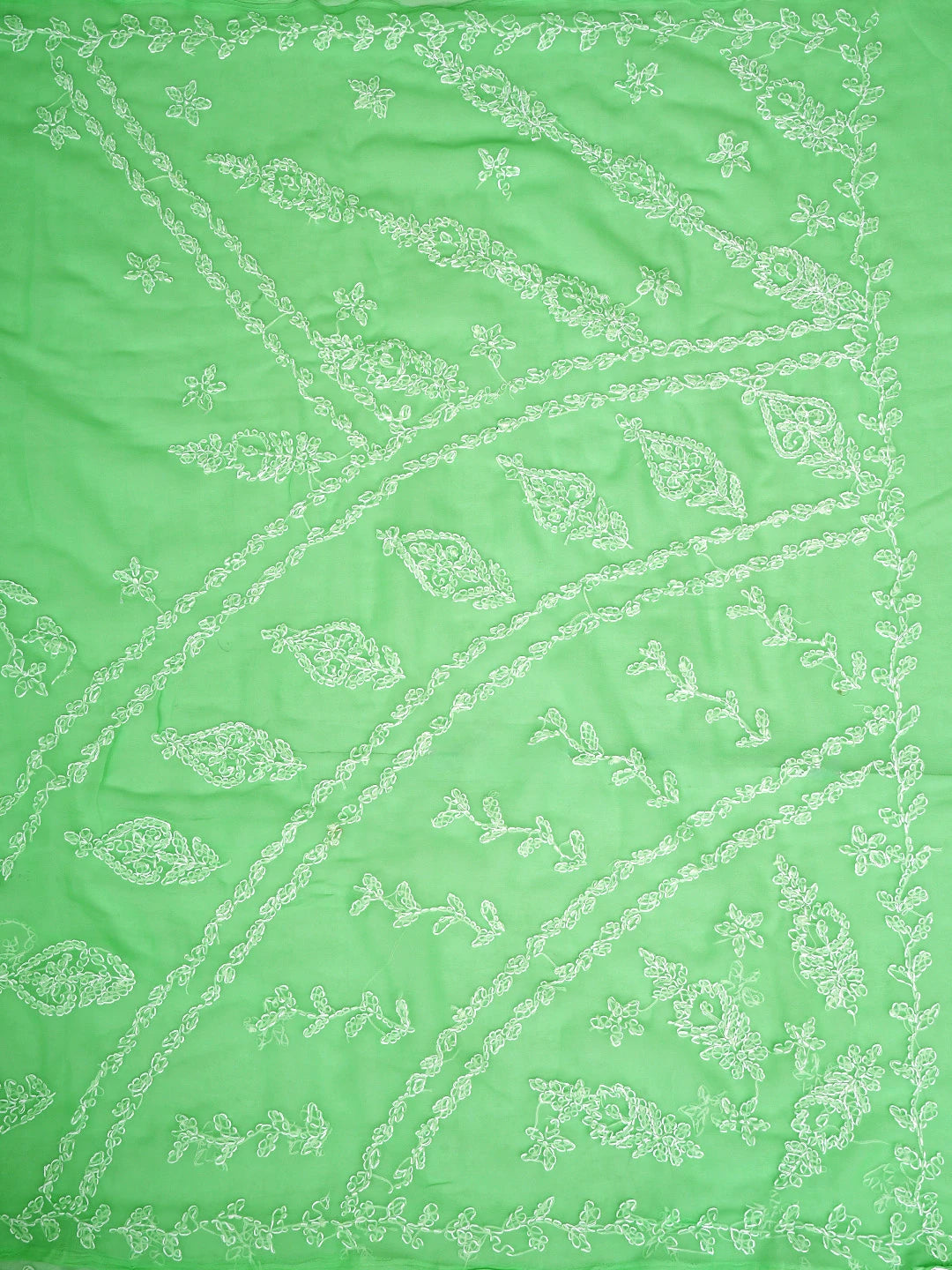 Ada Hand Embroidered Green Georgette Lucknowi Chikankari Saree and Blouse 01A916546